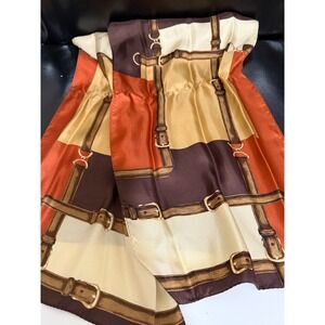 ECHO Vintage‎ Equestrian Buckle Print Scarf Brown Orange Tan Accessory